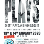 Flyer saying shorts plays and monologues 13th and 14th Jan