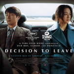 Photo of a detective and a widow in the back of a car almost touching each others hands